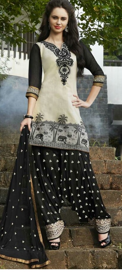 Black and white punjabi hot sale suit